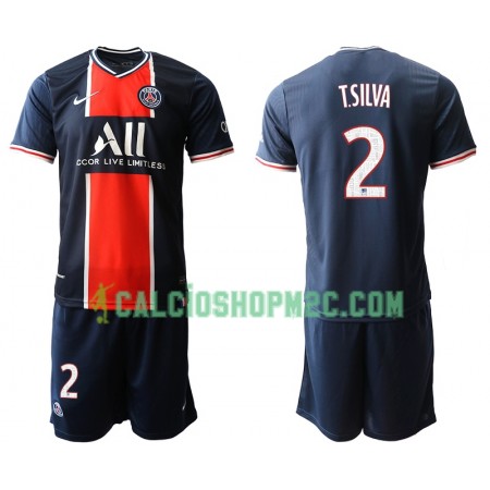 Paris Saint Germain Thiago Silva 2 Bambino Maglia Prima 2020/2021 Manica Corta (+ Pantaloncini)